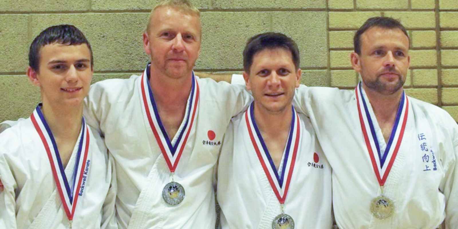 Sensei Dan Salter picking up silver in team kumite at the KUGB's southern region championships
