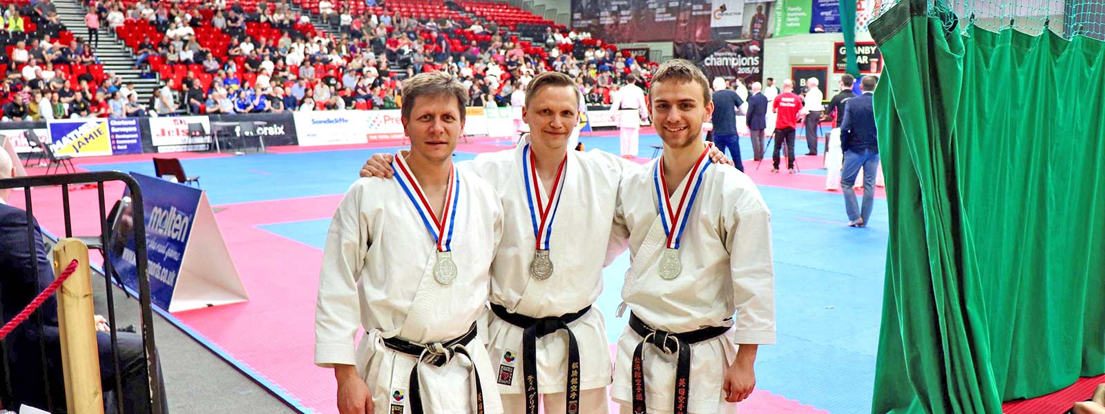 Sensei Steven Connell winning silver as part of the Bristol Karate Academy team at the KUGB National Championships