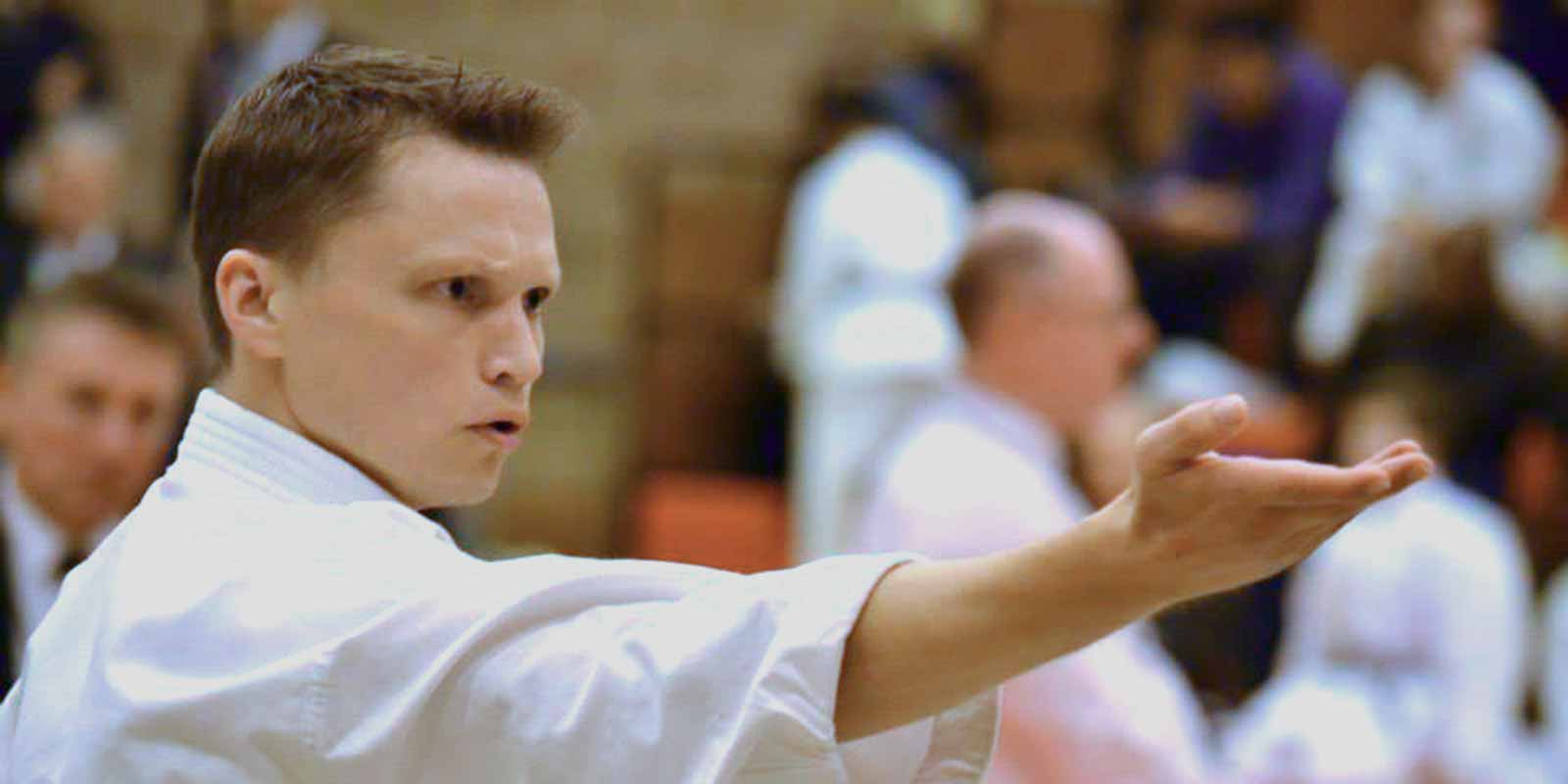 Sensei Tim Griffiths on his way to picking up a bronze medal at the Shotokan Cup national championship
